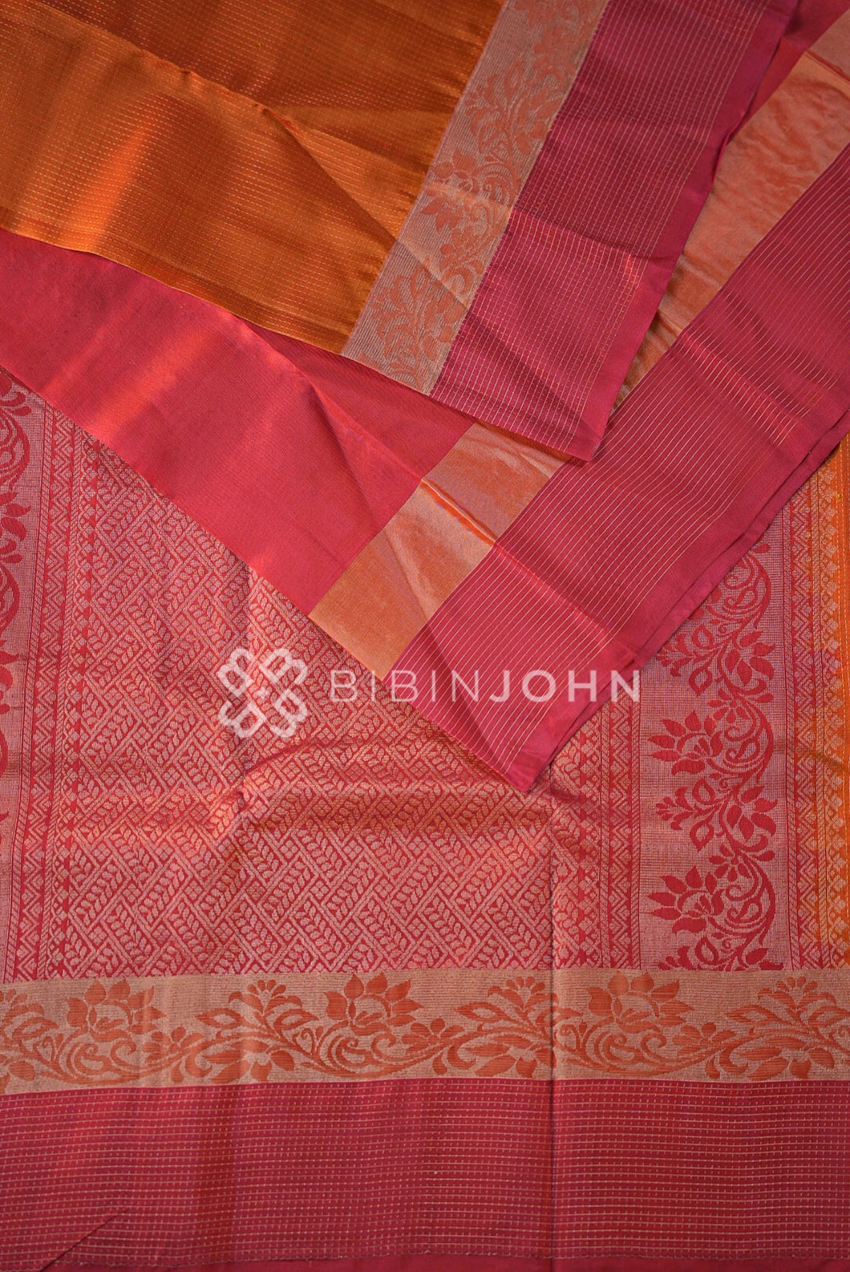 Silk Saree For Women Bright Orange BJ1015