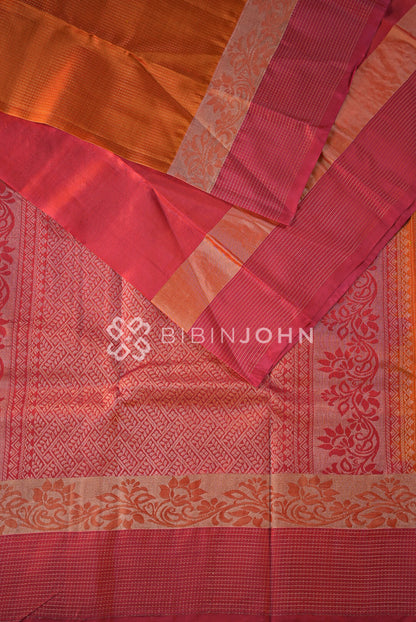 Silk Saree For Women Bright Orange BJ1015