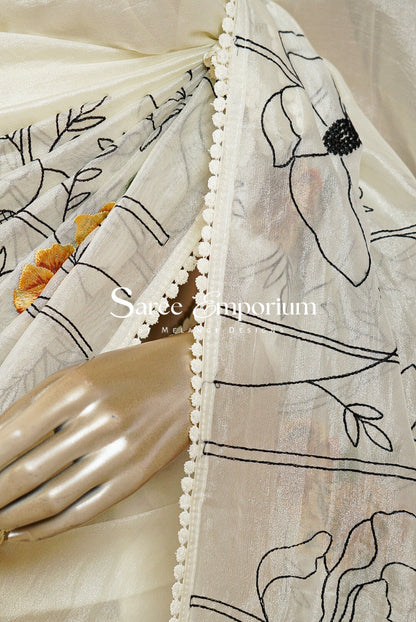 Tissue Embroidery Saree MDS0211