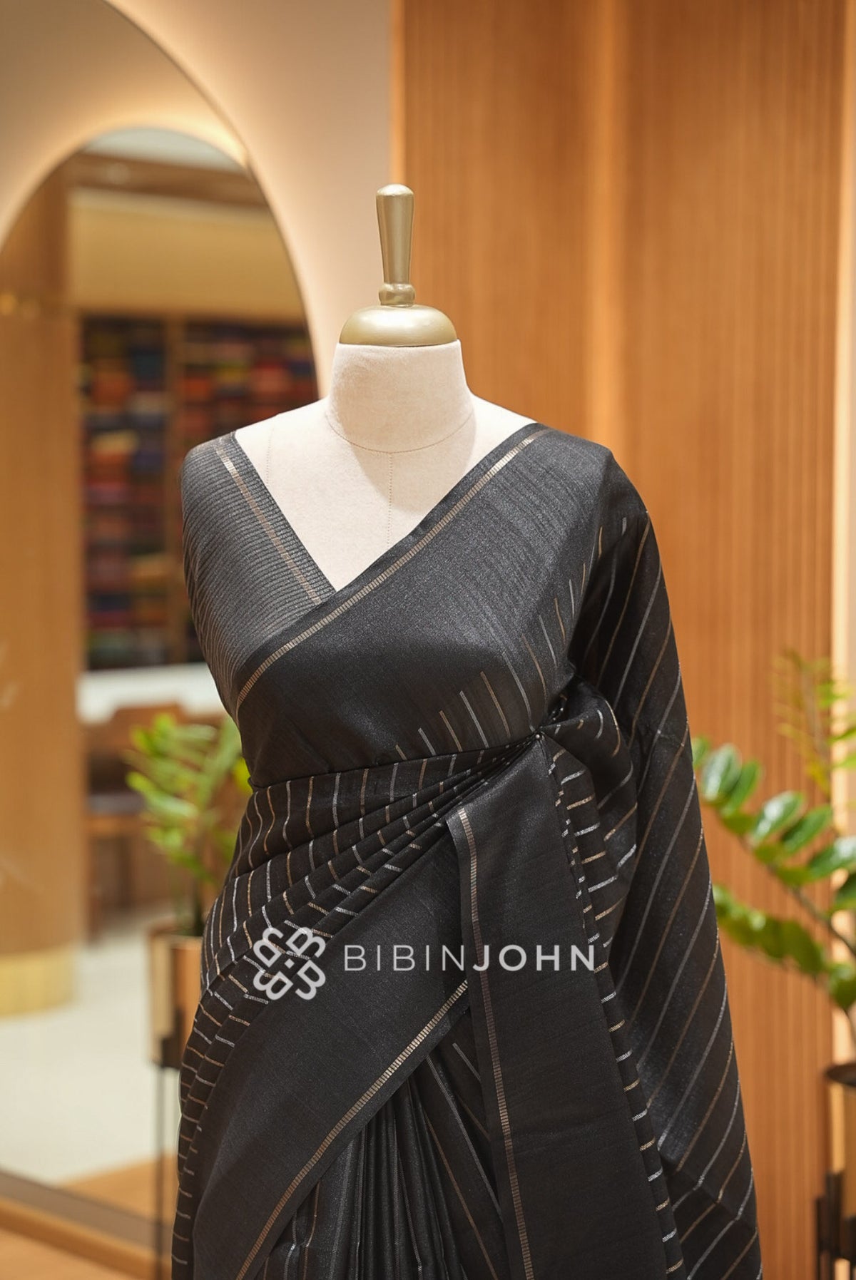 Semi Tussar Weaving Saree For Women Black BJ2652
