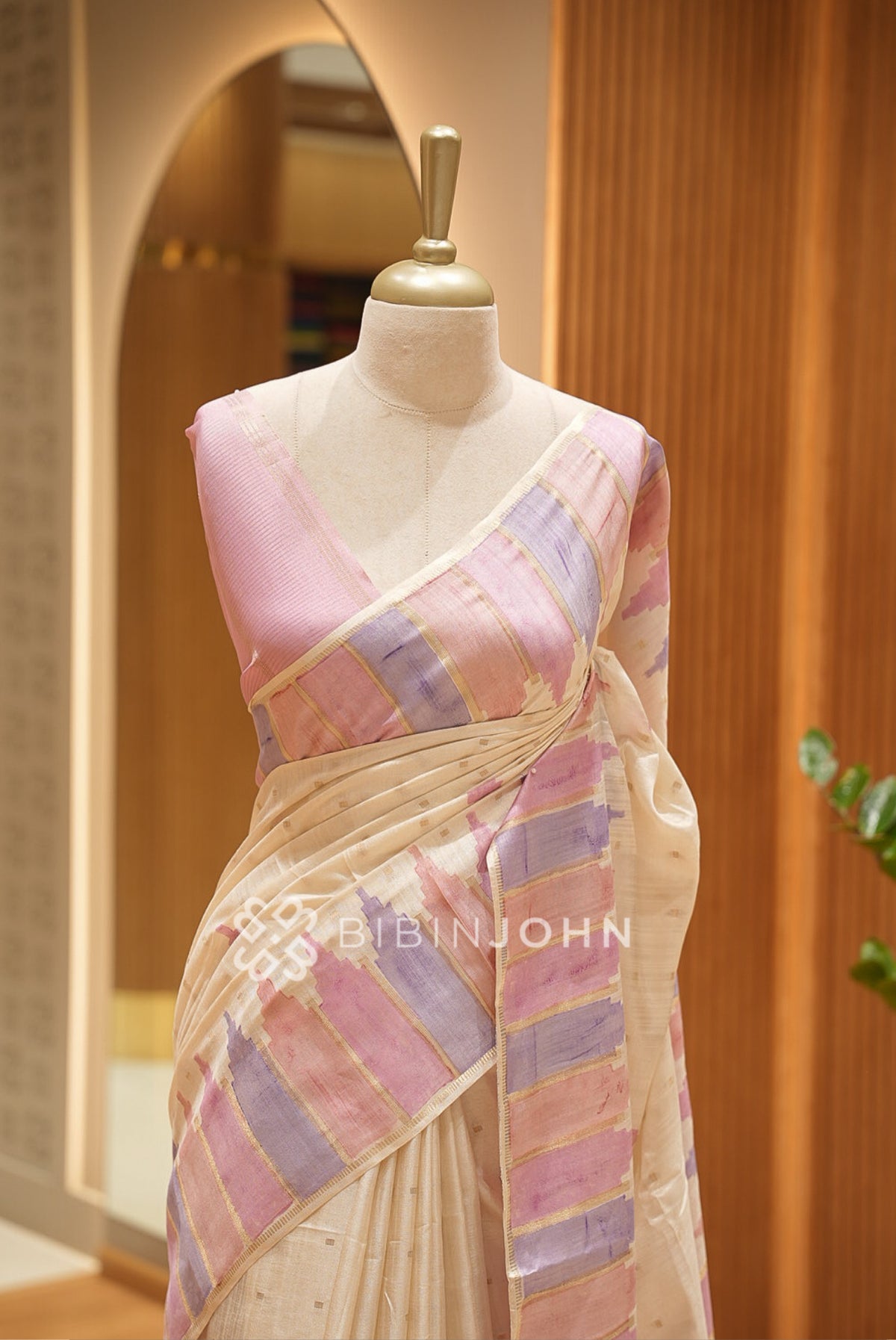 Printed Semi Tussar Saree For Women Champagne Beige BJ2386