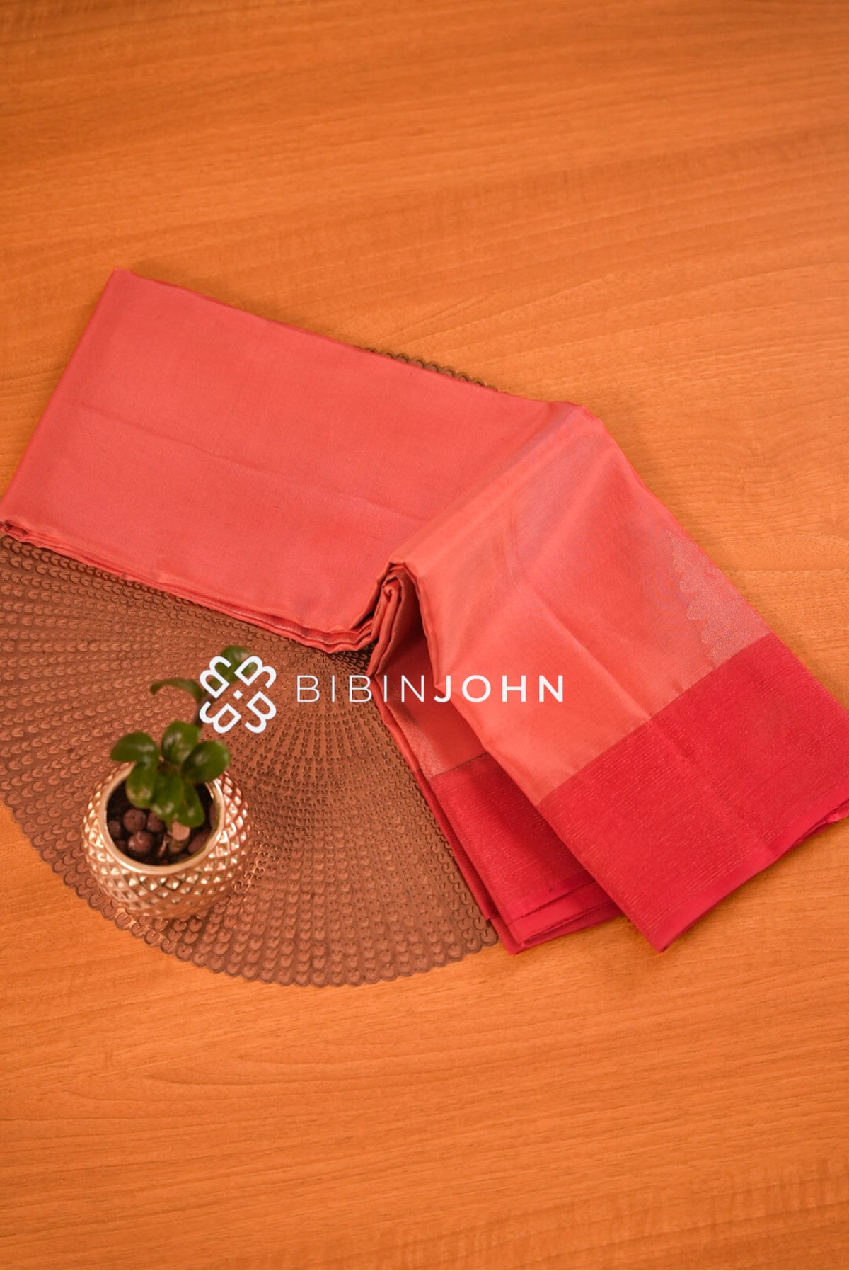 Silk Saree For Women Coral Pink BJ2382