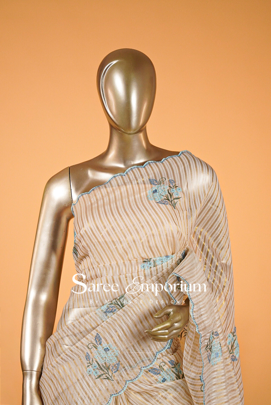 Tissue Embroidery Saree MDS0028