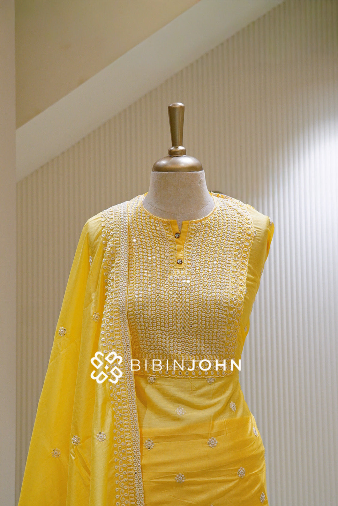 Semi stitched Silk Salwar Suit Material Sunshine Yellow BJ1554