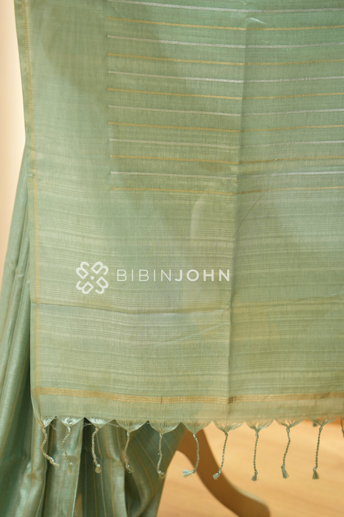 Semi Tussar Weaving Saree For Women Sage Green BJ2313