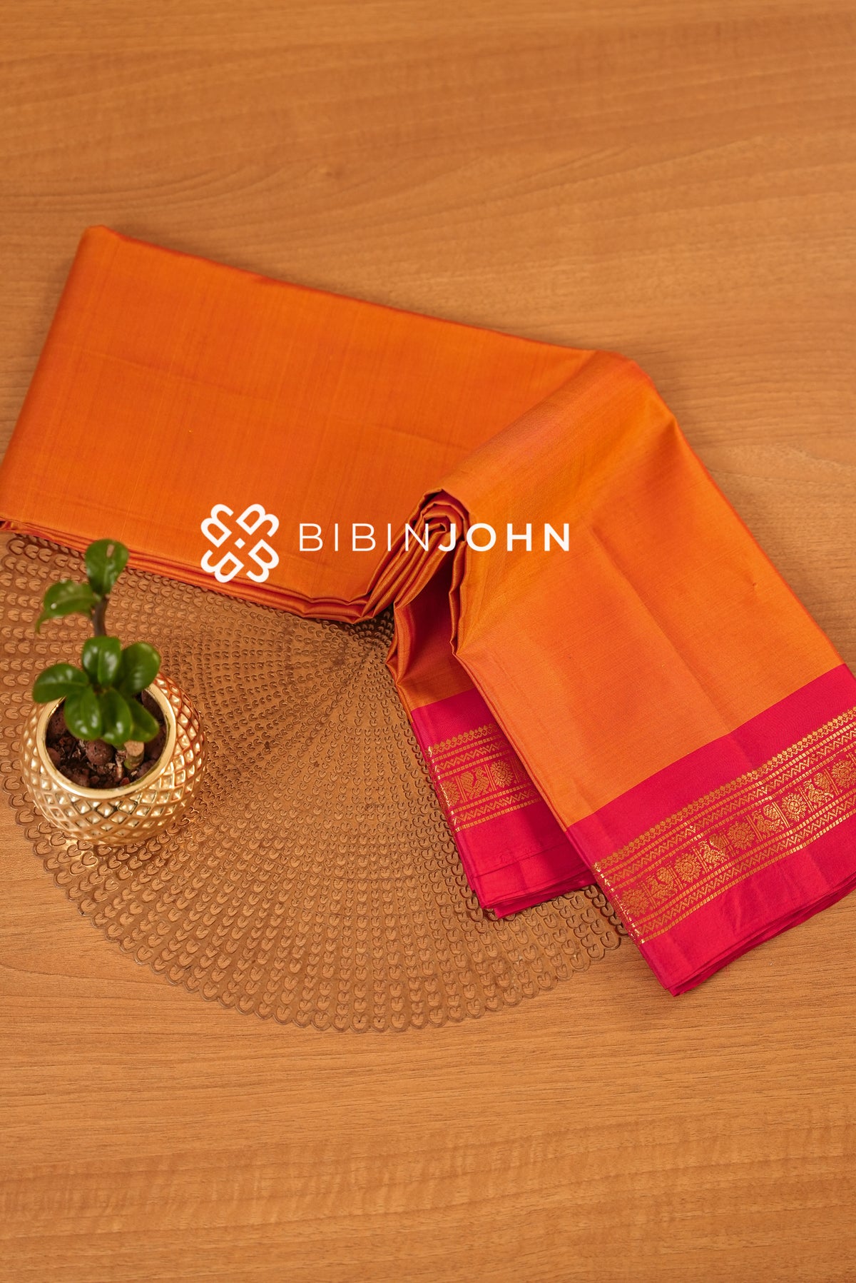 Silk Saree For Women Sunset Orange BJ2347