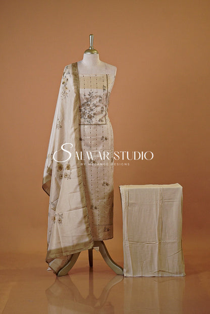 Semi Tusser Embroidery Salwar Suits AC0130