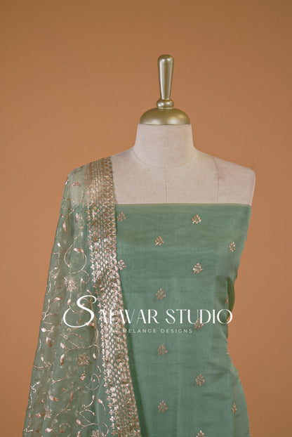 Organza Embroidery Unstitched Salwar Suits AC0114