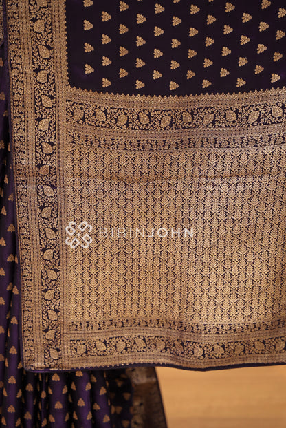 Banarasi Modal Silk Saree For Women Royal Purple BJ1648