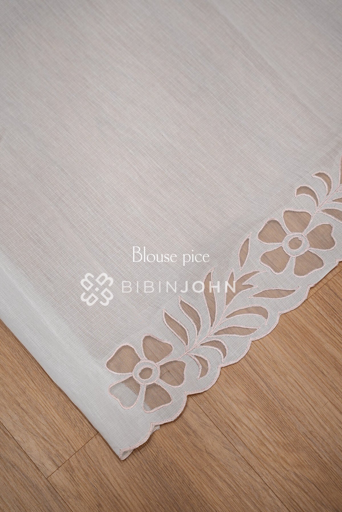 Cotta Embroidery Saree Ivory & Blush Pink BJ1053