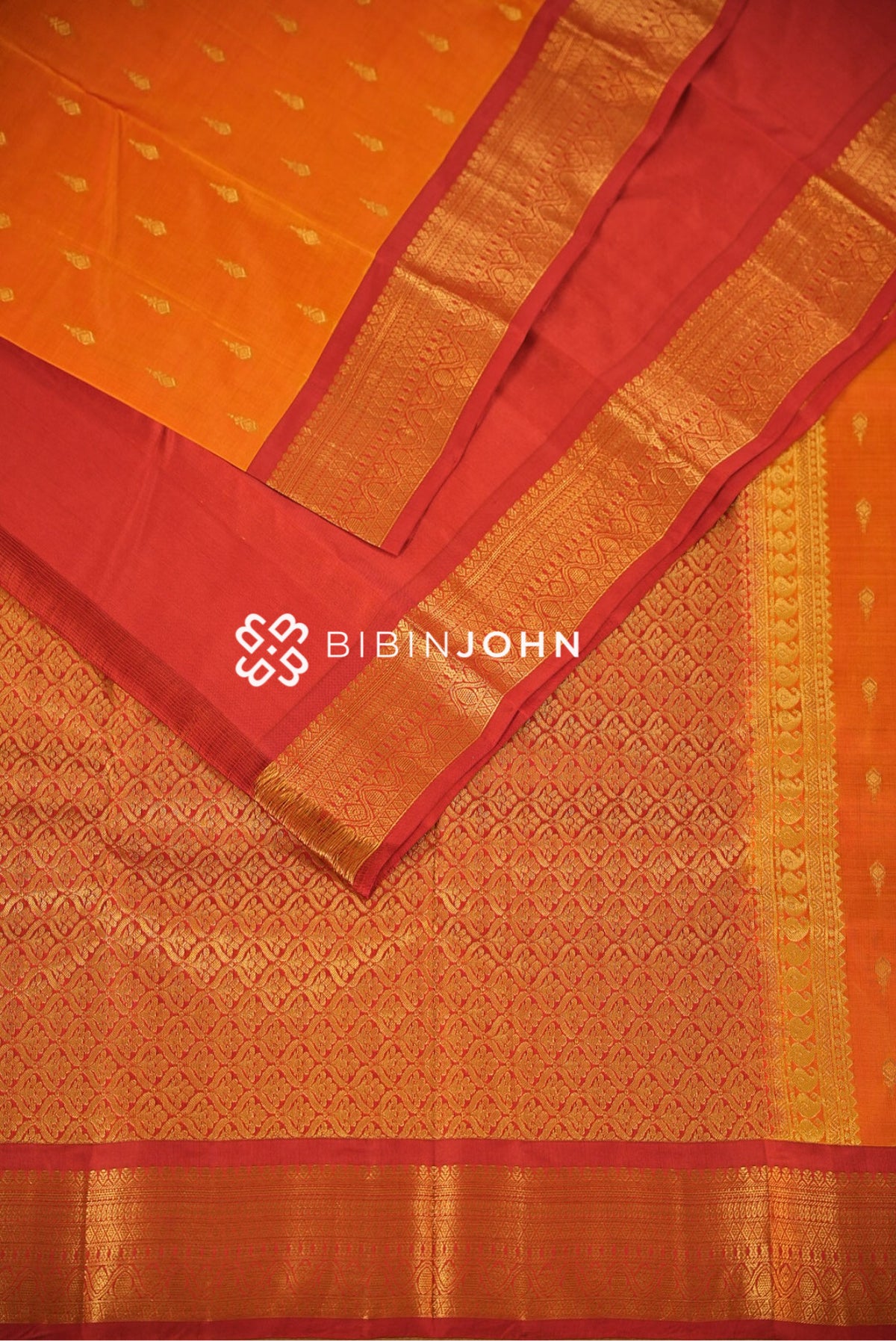 Semi Silk Saree For Women Bright Orange BJ2556