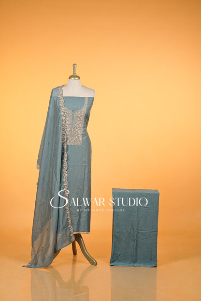 Chanderi Embroidery Unstitched Salwar suits AC0012