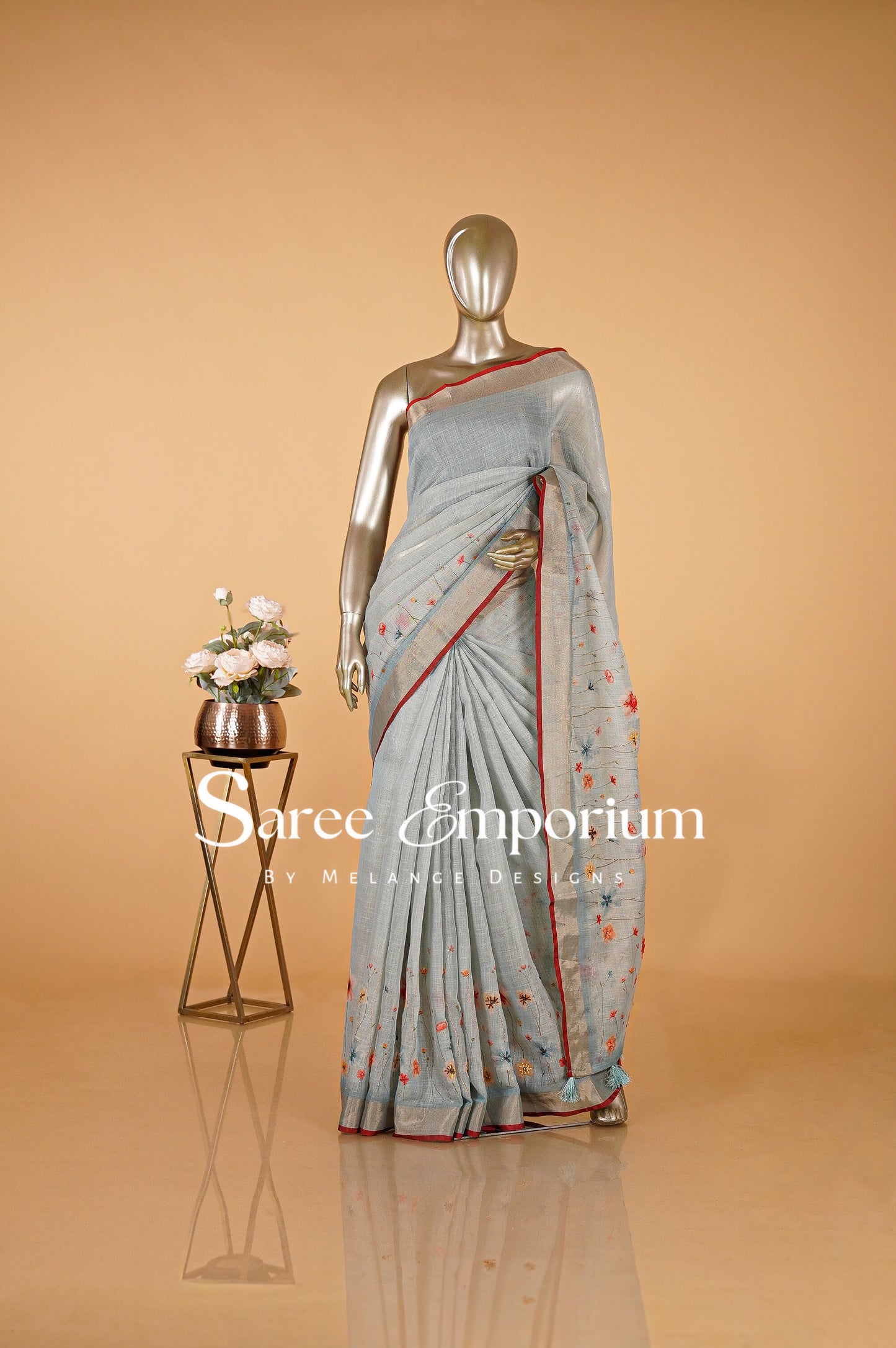 Tissue Embroidery Saree MDS0082