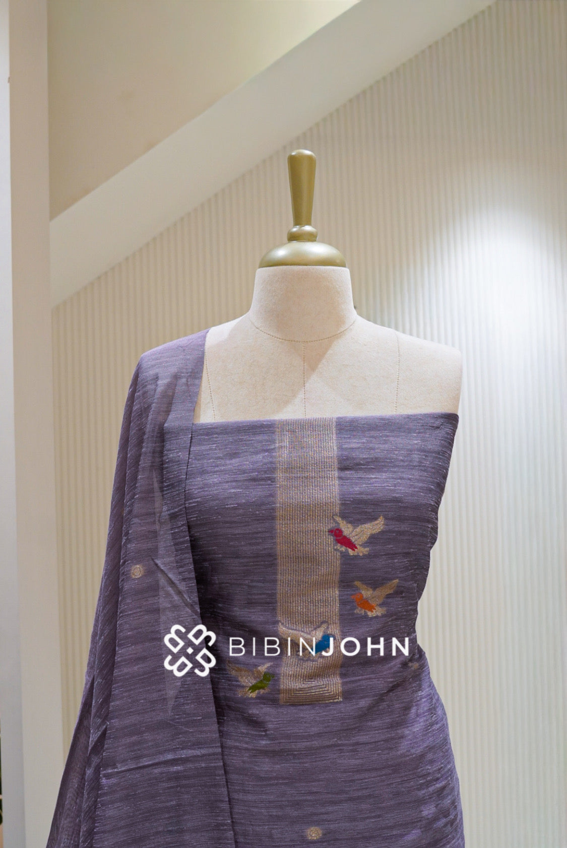 Cotton Jamdani Unstitched Salwar Suit Material Dusty Lavender Purple BJ1882