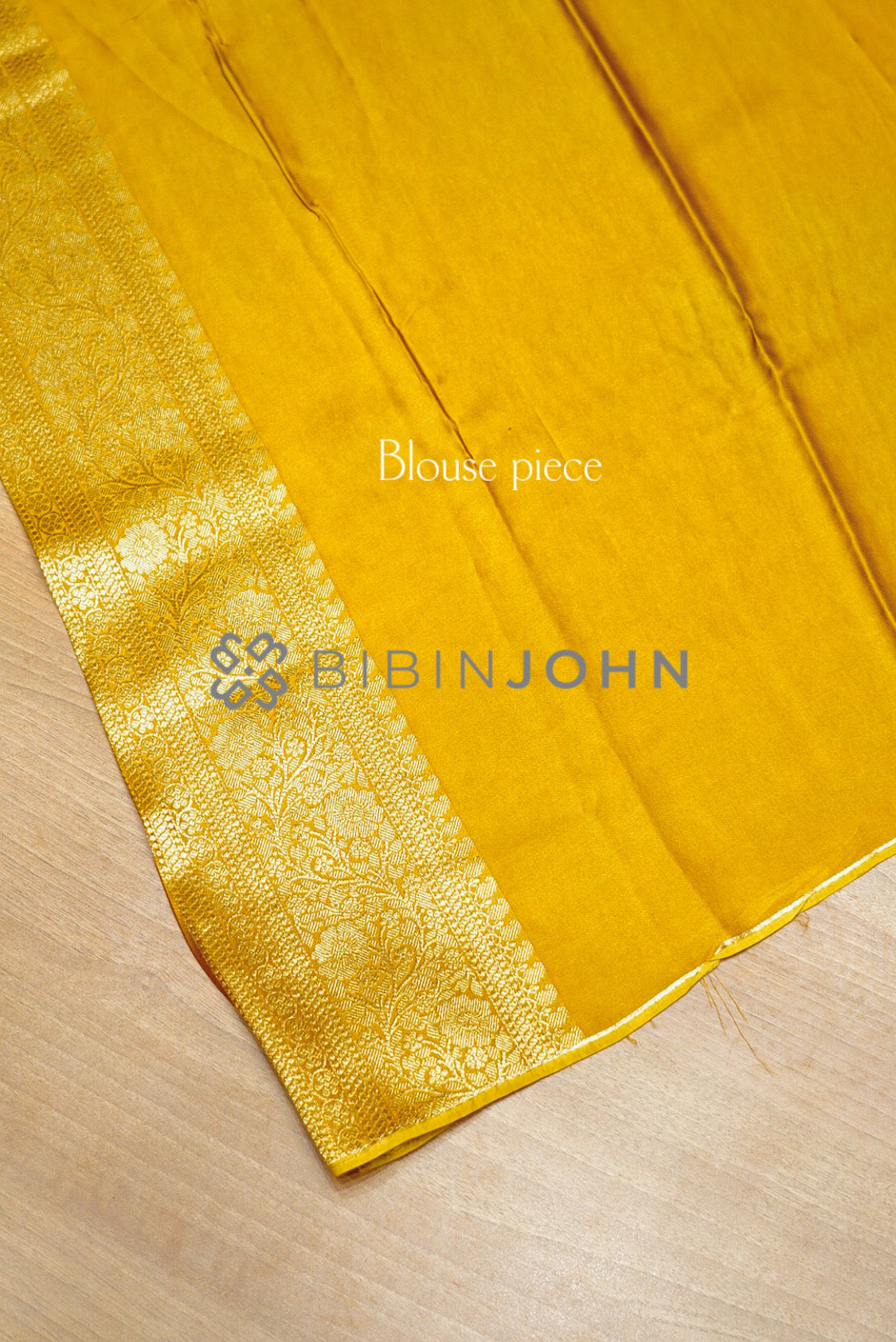 Satin Brocade Saree For Women Mustard Gold BLOUSE PIECE
