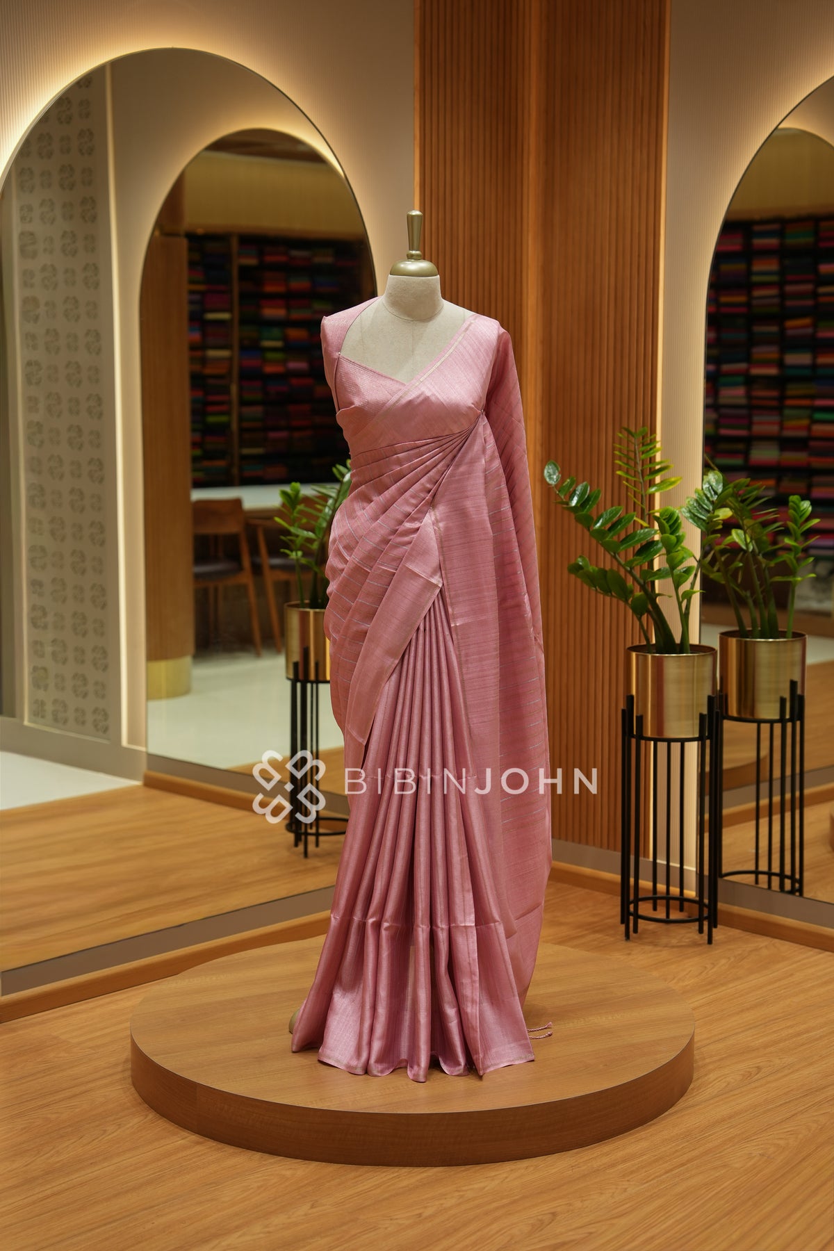 Semi Tussar Weaving Saree For Women Dusty Rose Pink BJ2310