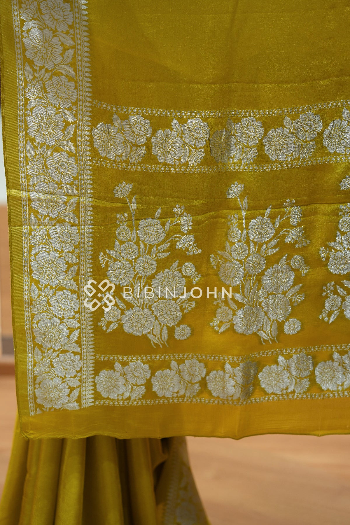 Chiffon Banarasi Saree For Women Mustard Yellow BJ2540
