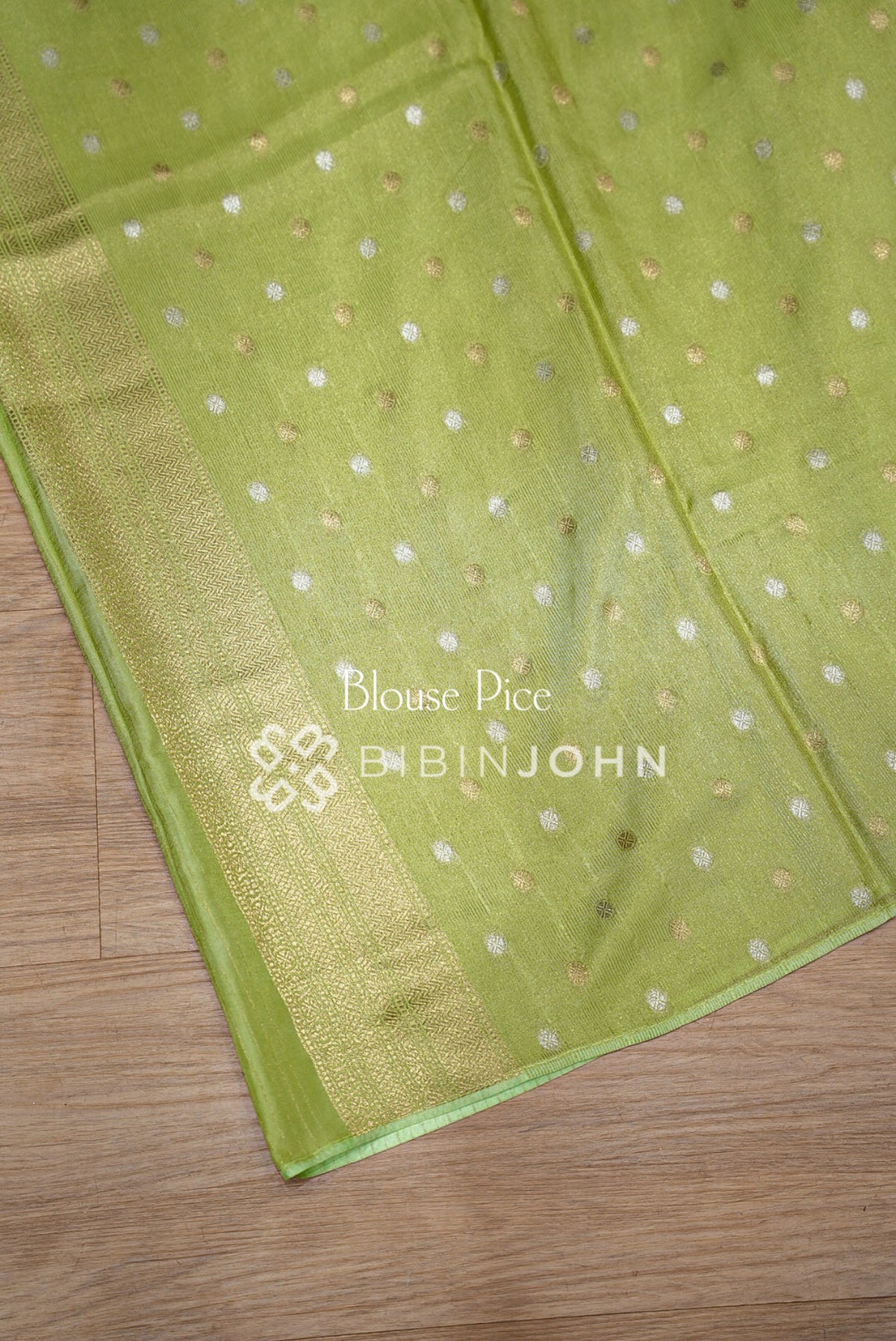 Silk Brocade Saree Lime-Green BJ1036