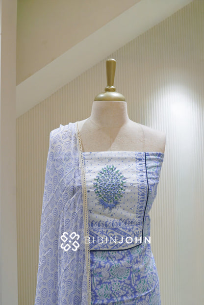 Cotton Embroidery Unstitched Salwar Suit Material BJ2621