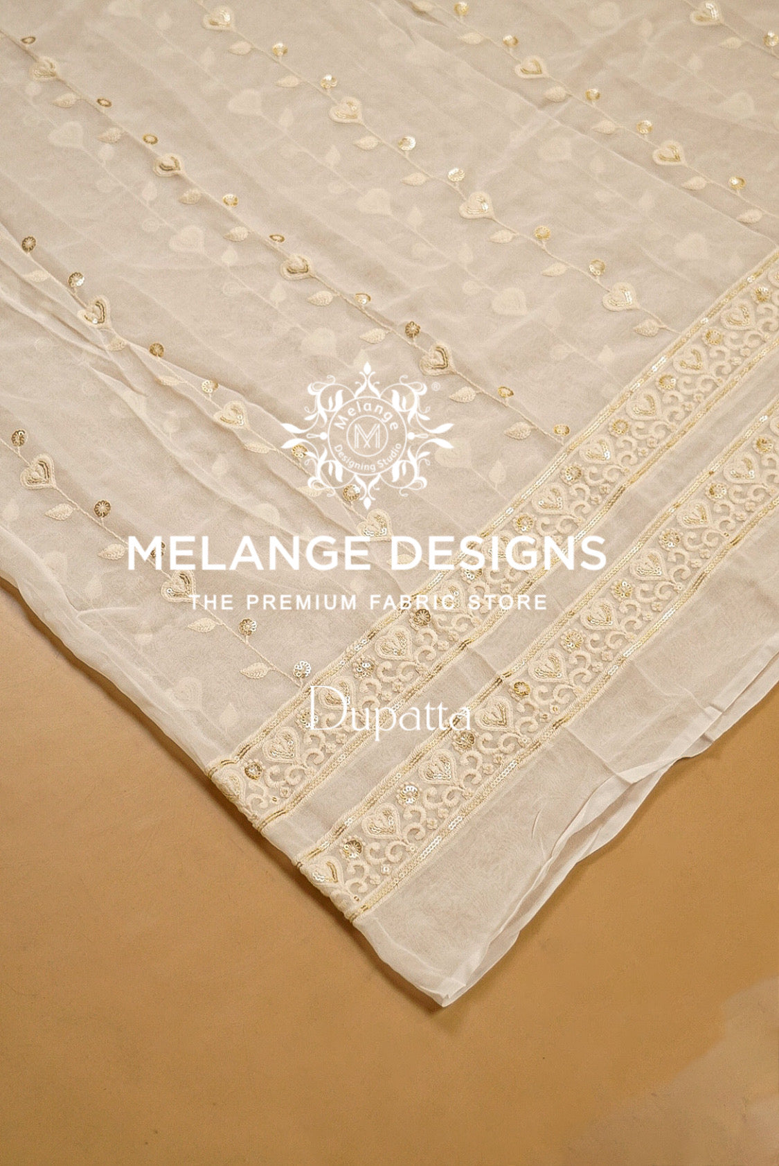Georgette Embroidery Semi Stitched Lehenga Set Ivory