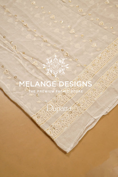 Georgette Embroidery Semi Stitched Lehenga Set Ivory