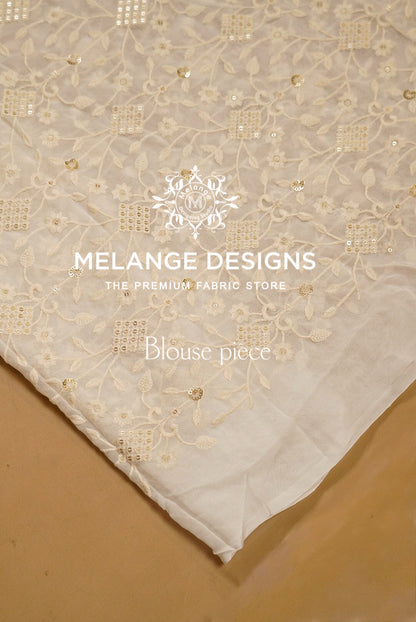 Georgette Embroidery Semi Stitched Lehenga Set Ivory