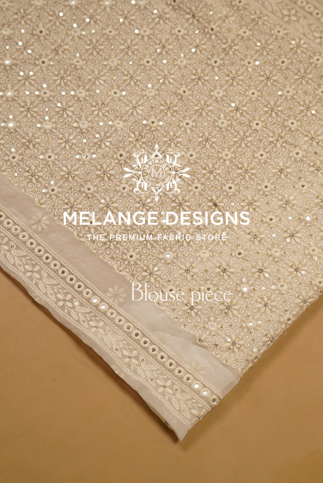 Georgette Embroidery Semi Stitched Lehenga Set Ivory