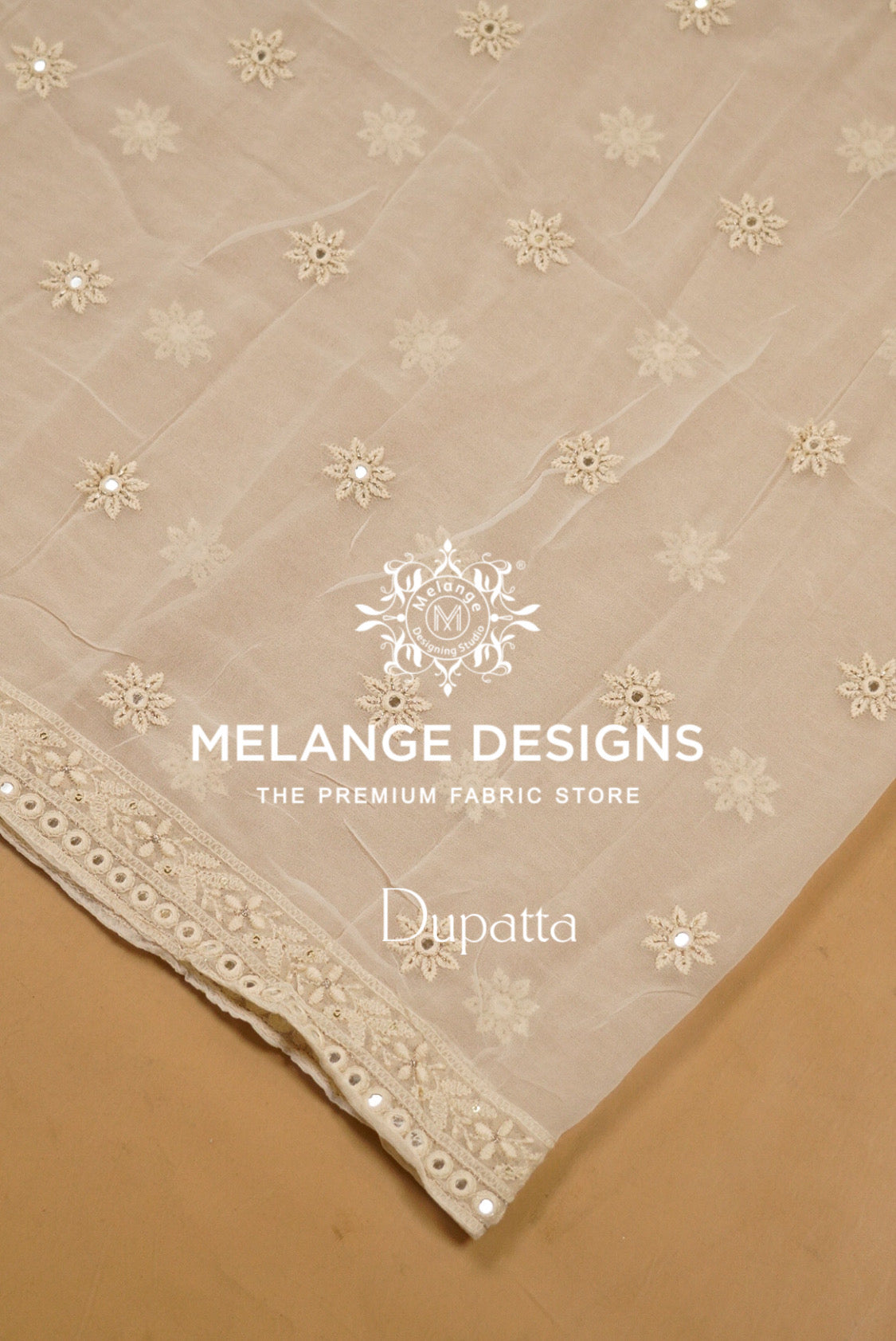 Georgette Embroidery Semi Stitched Lehenga Set Ivory