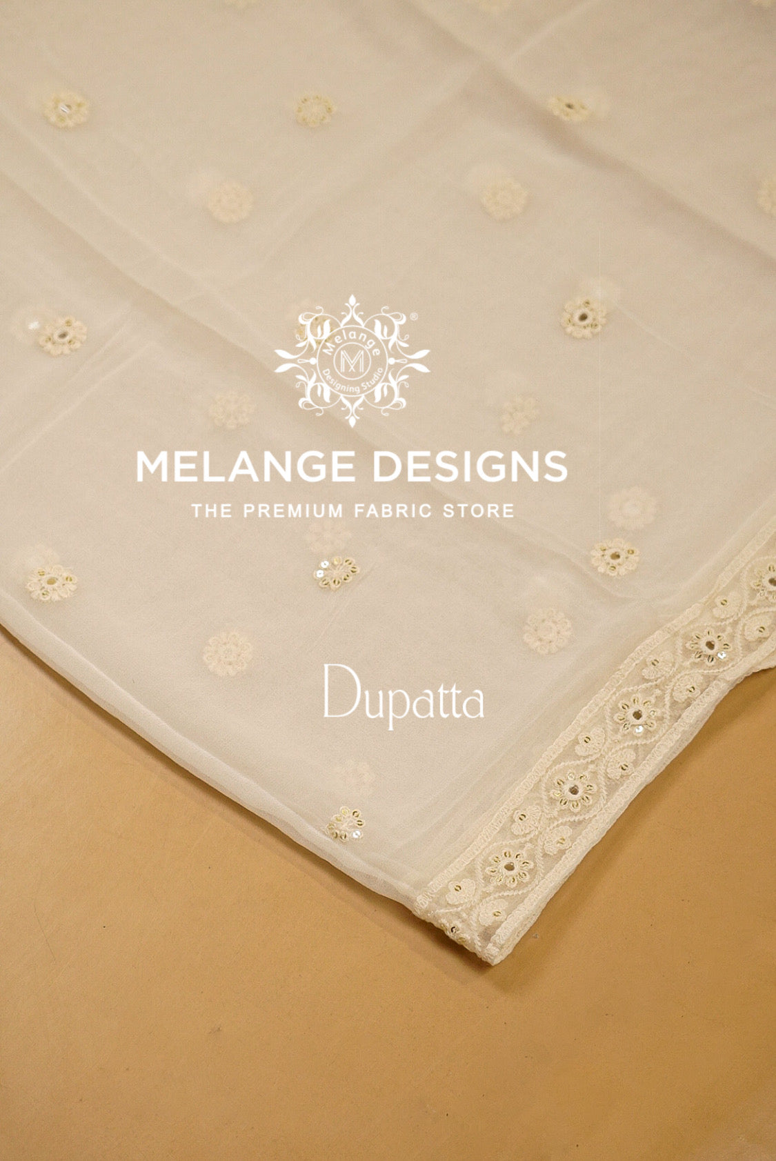 Georgette Embroidery Semi Stitched Lehenga Set Ivory 