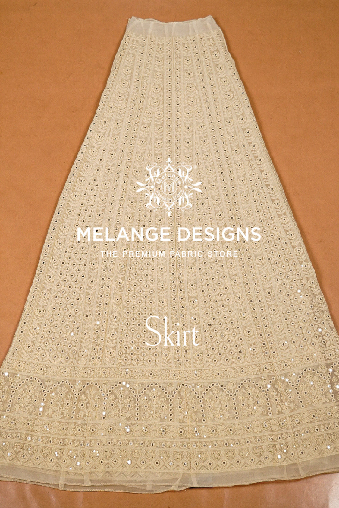 Georgette Embroidery Semi Stitched Lehenga Set Ivory 