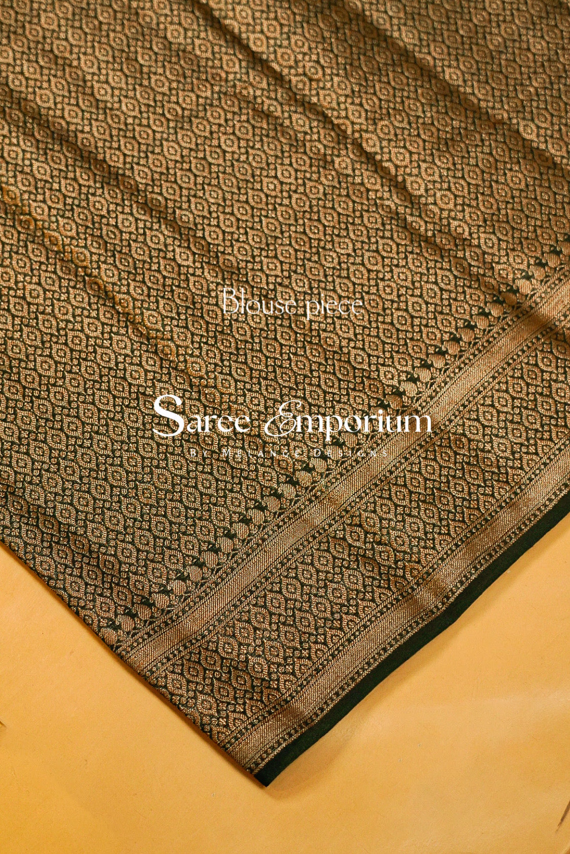 Kanchi Banarasi Saree For Women Bottle Green with Antique Gold MDS0385
