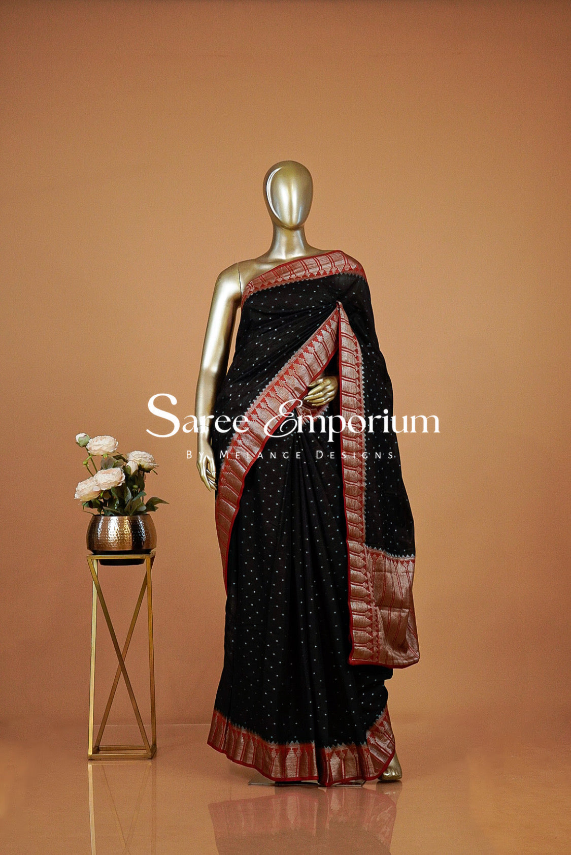 Kanchi Banarasi Saree For Women Black & Rust Red MDS0374