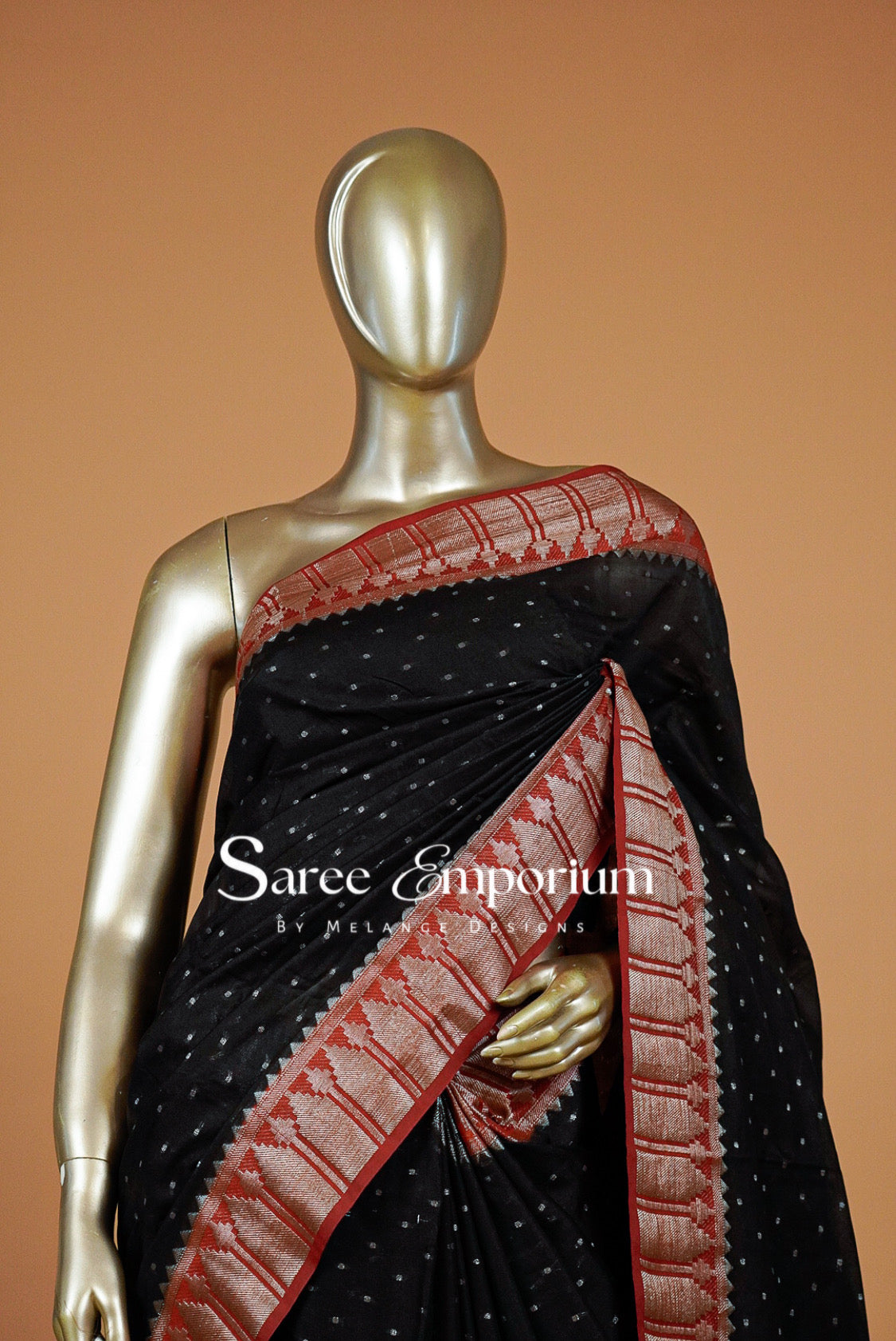 Kanchi Banarasi Saree For Women Black & Rust Red MDS0374