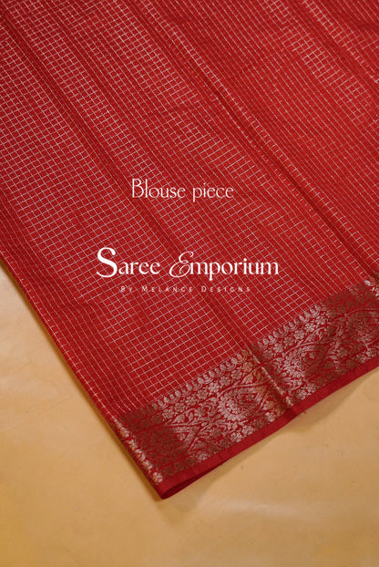 Kanchi Banarasi Saree For Women Bottle Green & Ruby Red