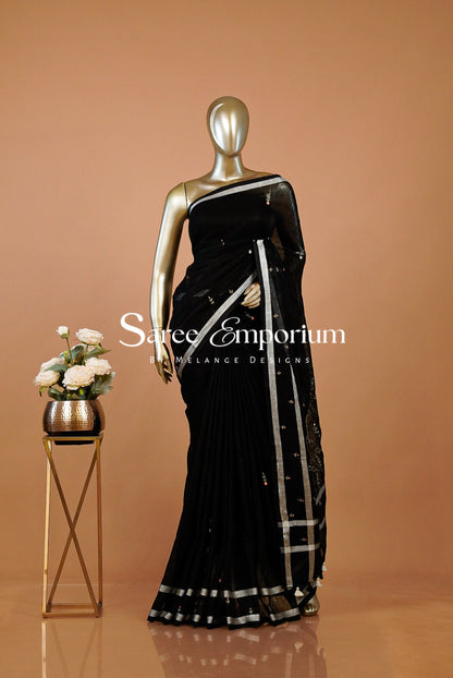 Linen Embroidery Saree For Women MDS0285