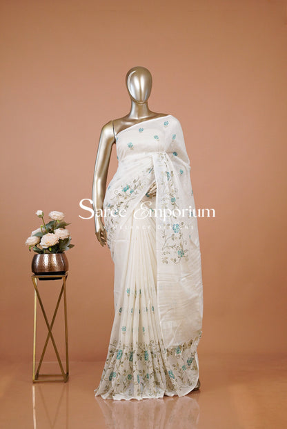 Linen Embroidery Saree For Women MDS0294