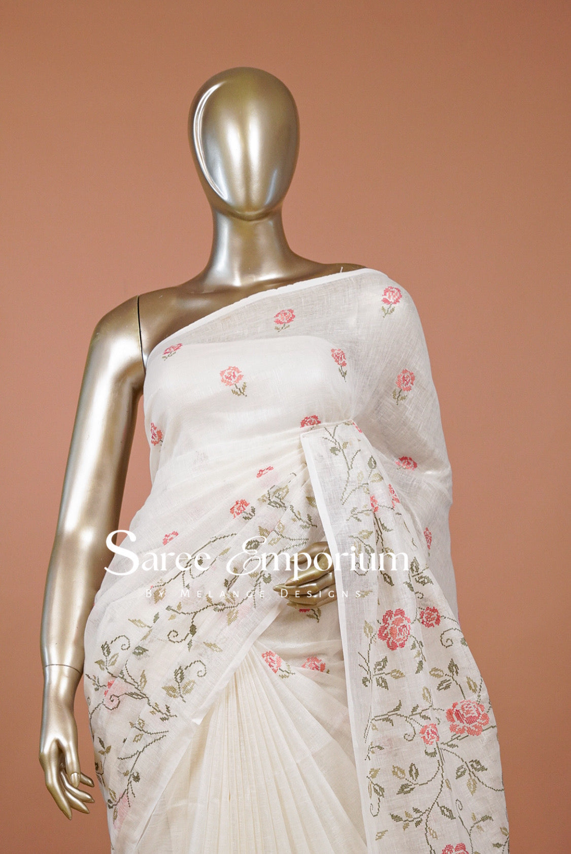 Linen Embroidery Saree For Women MDS0295