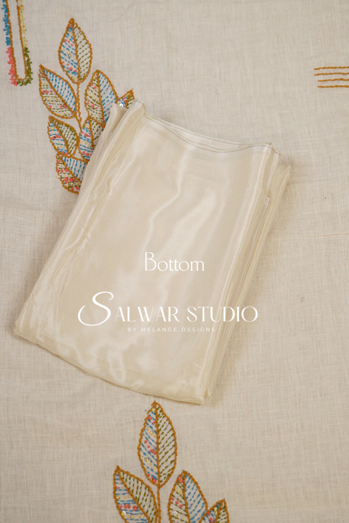 Linen Embroidery Unstitched Salwar Suit Dress Material Off White Bottom