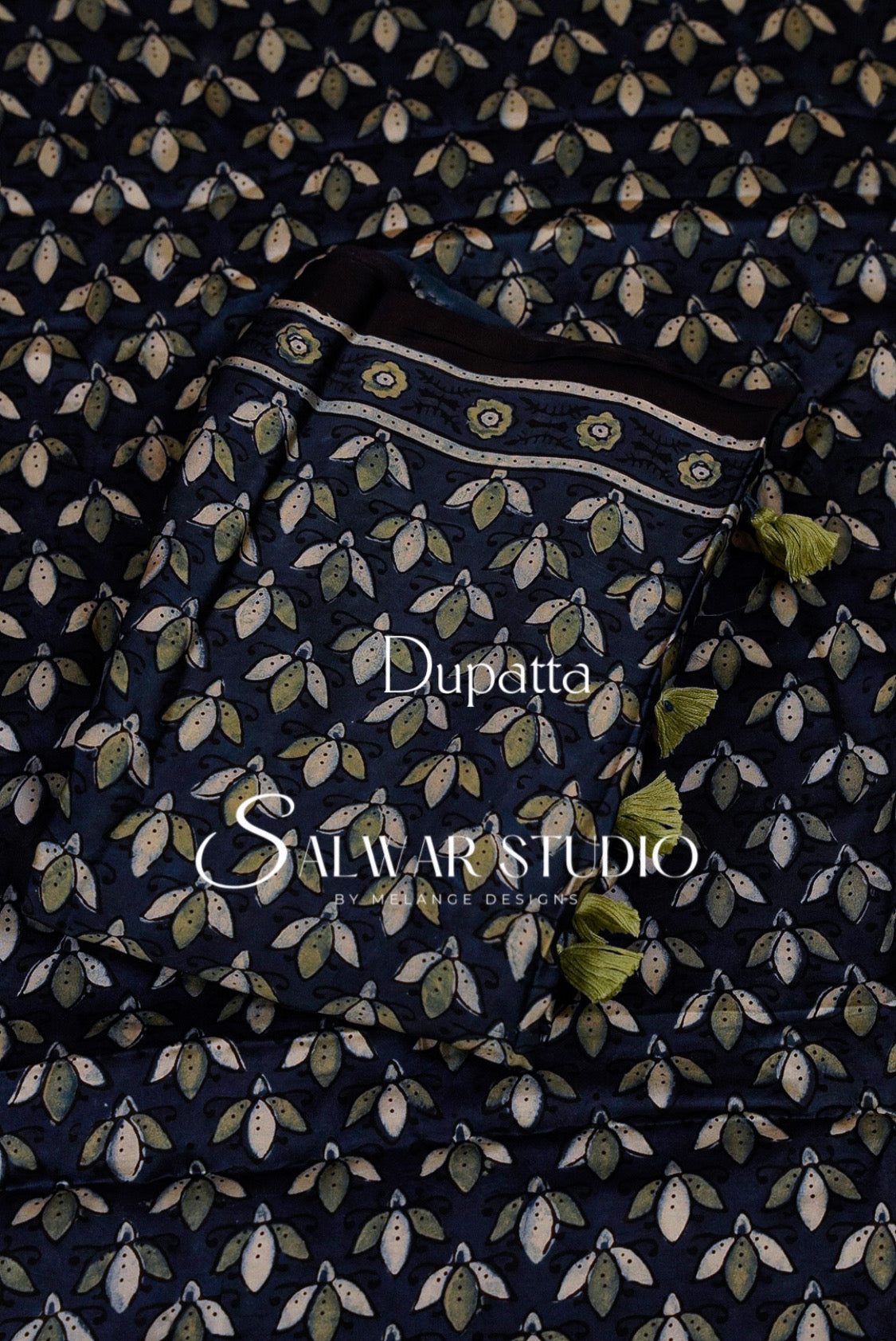 Modal Ajrakh Unstitched Salwar Suit Dress Material Navy Blue AC0249
