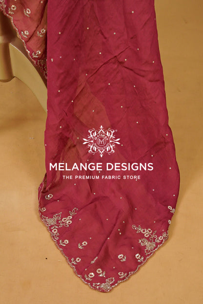 Organza Embroidery Dupatta For Women  Berry Maroon BJ0077