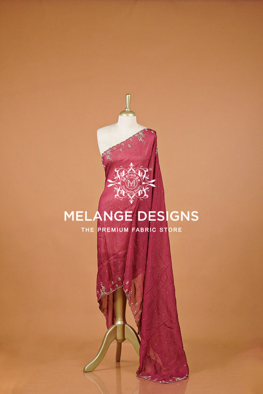 Organza Embroidery Dupatta For Women  Berry Maroon BJ0077