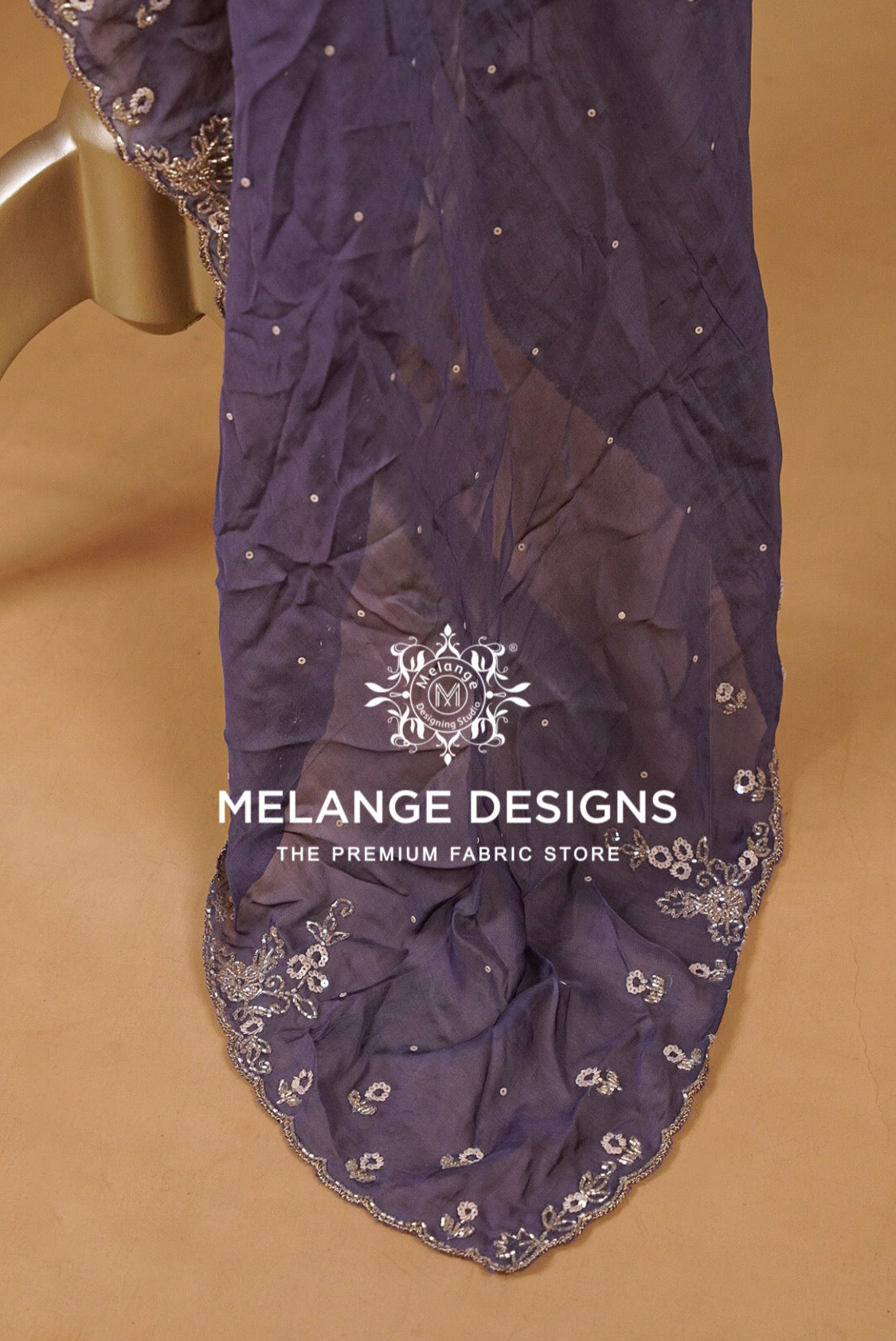 Organza Embroidery Dupatta For Women Dusty Purple BJ0079