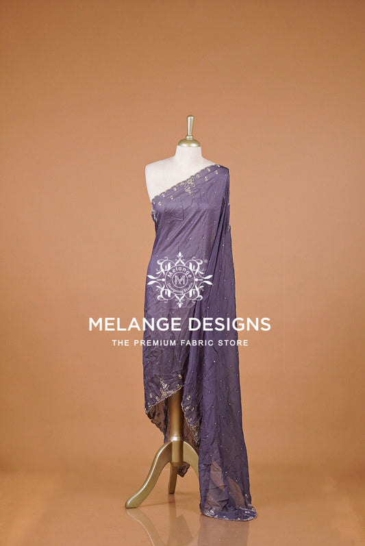Organza Embroidery Dupatta For Women Dusty Purple BJ0079