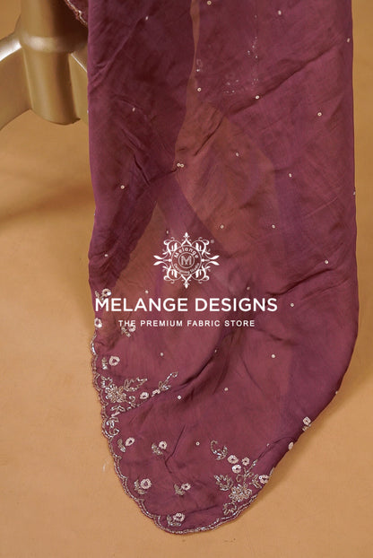 Organza Embroidery Dupatta For Women Dusty Mauve  BJ0080