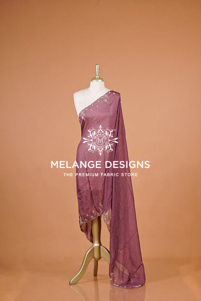 Organza Embroidery Dupatta For Women Dusty Mauve  BJ0080