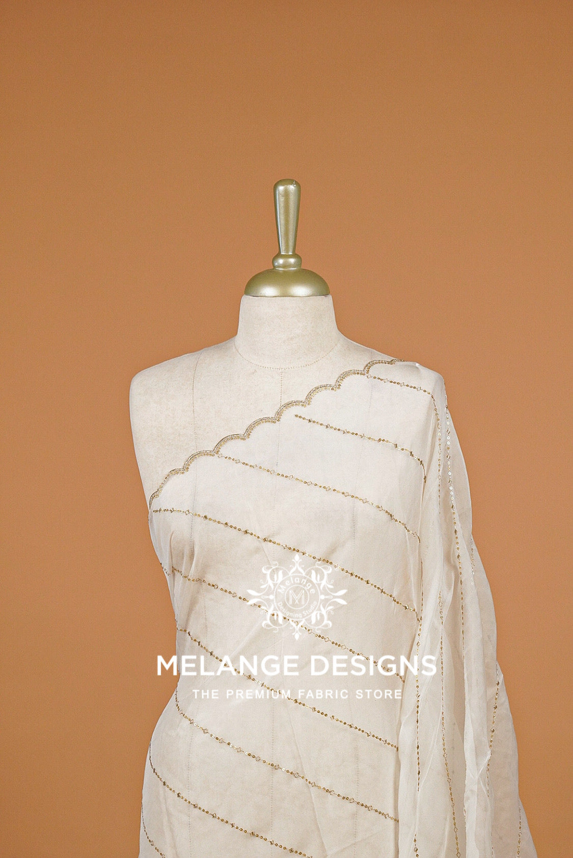 Organza Embroidery Dupatta For Women White BJ0085