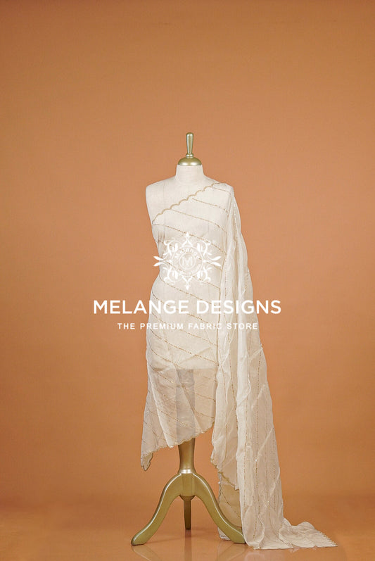 Organza Embroidery Dupatta For Women White BJ0085