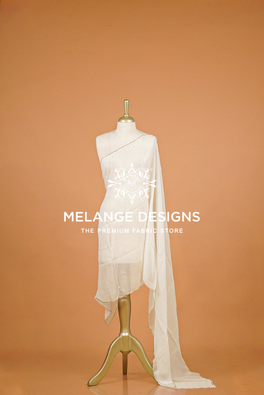 Organza Embroidery Dupatta For Women White BJ0088