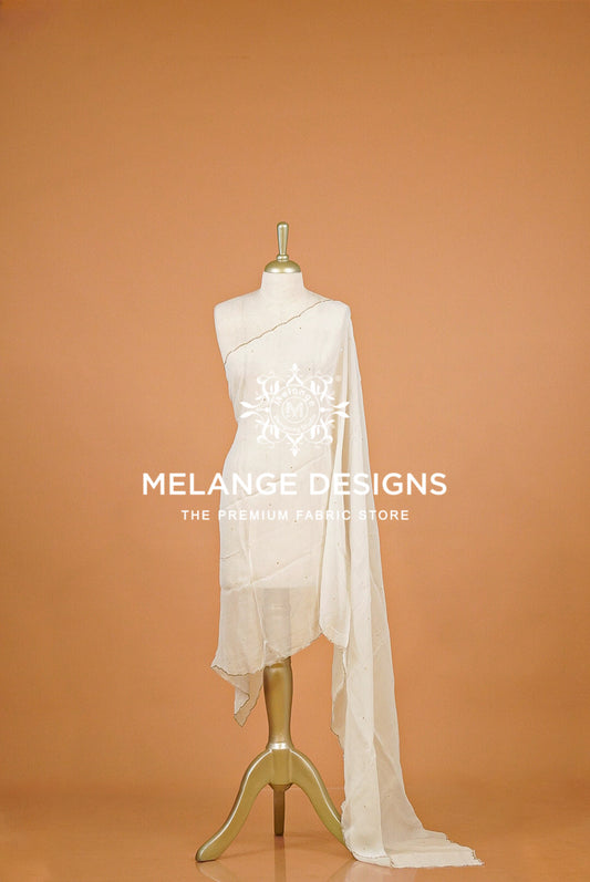 Organza Embroidery Dupatta For Women White BJ0088