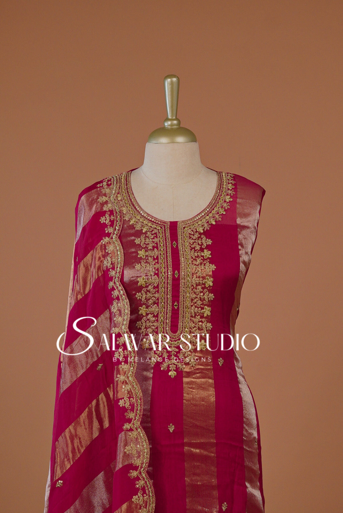 Organza Embroidery Semistitched Salwar Suit Dress Material Hot Pink AC0264